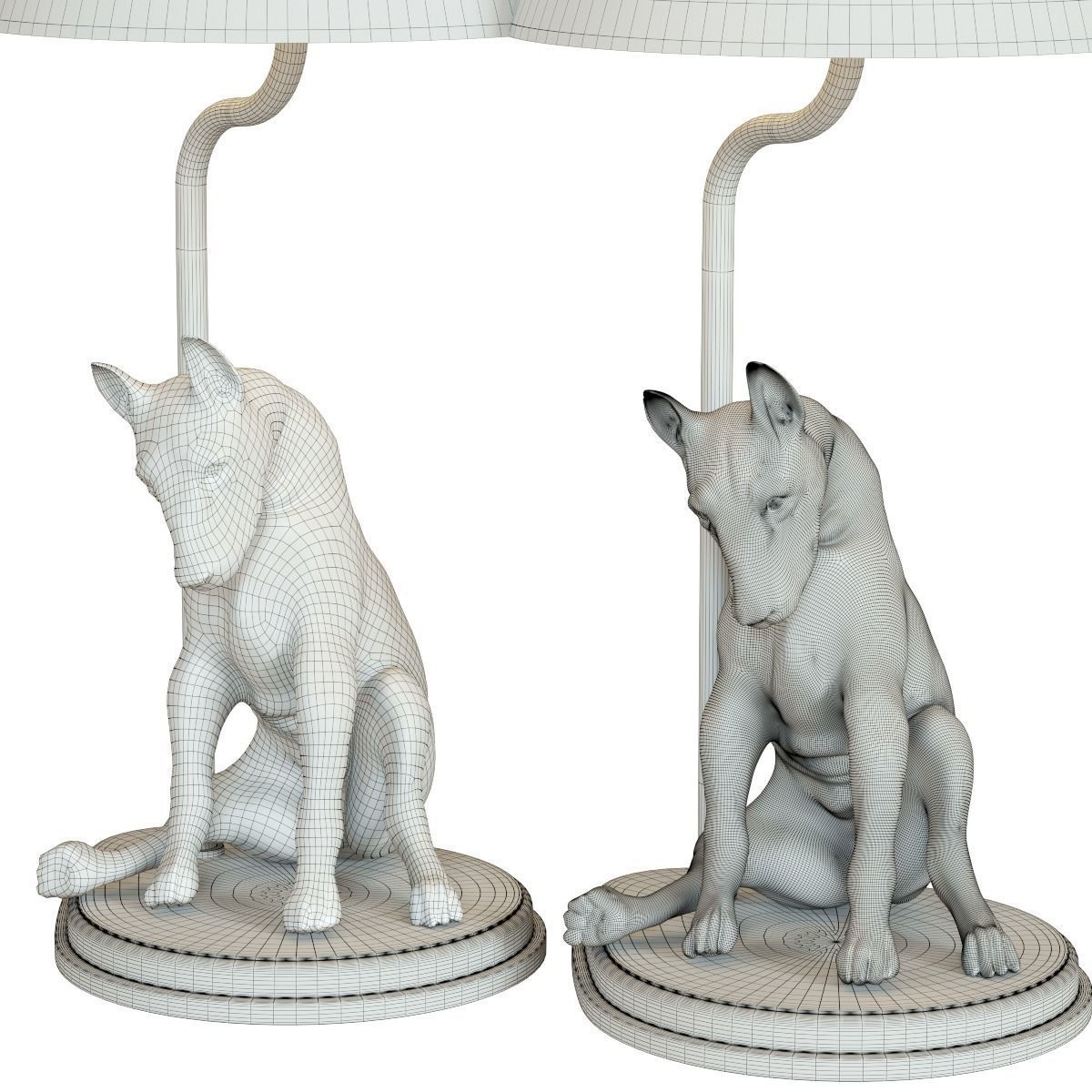 Table Lamp Sitting Dog 3D model_2