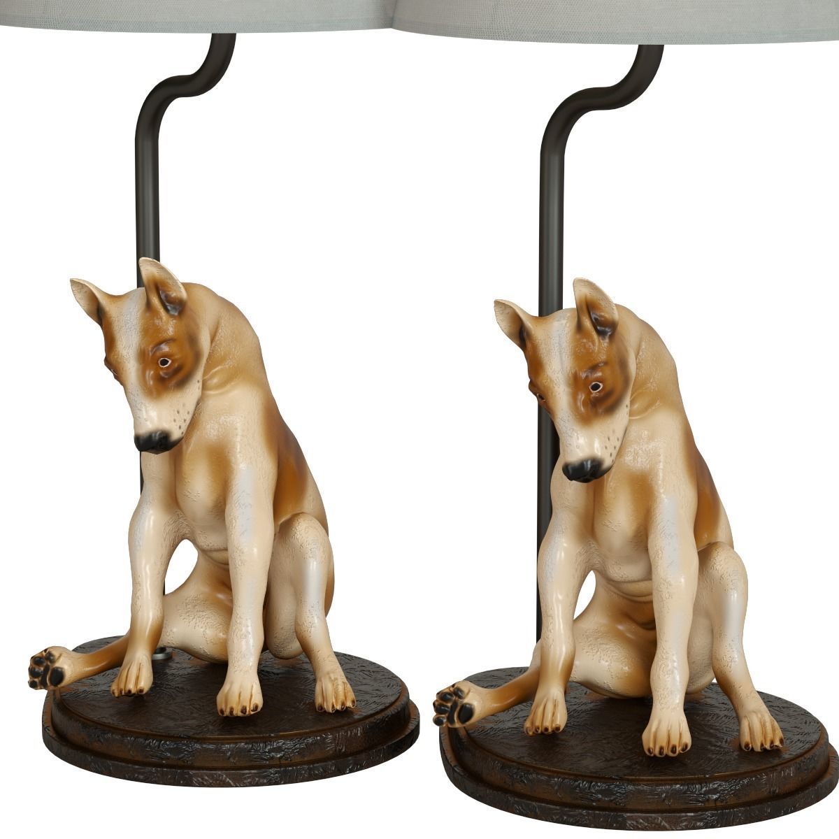Table Lamp Sitting Dog 3D model_1