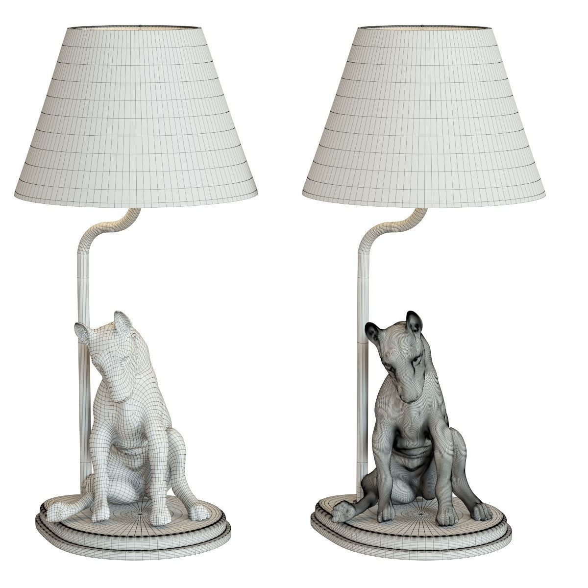 Table Lamp Sitting Dog 3D model_3