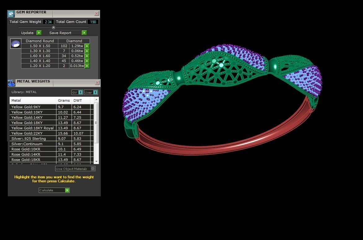 Women Bangles 3dm STL OBJ FBX Renders details 3D print model_4