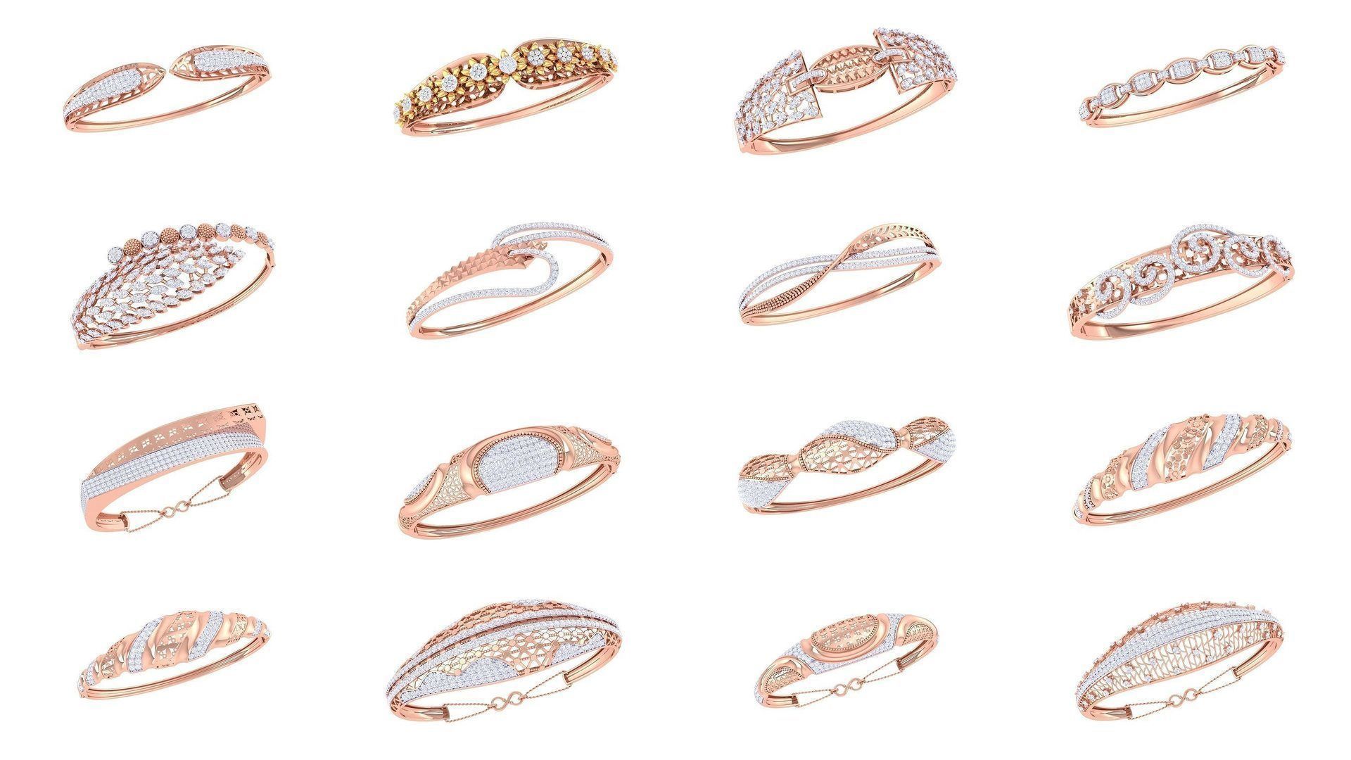 49 Women Bangles 3dm STL OBJ FBX Renders details Collection _3