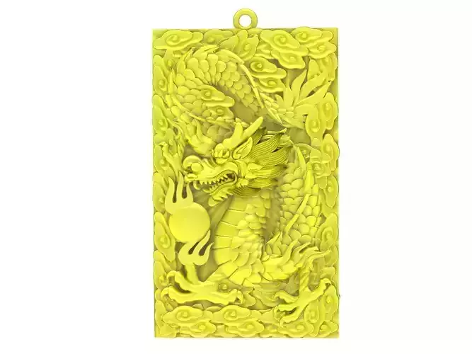 A4691 Zodiac Fengshui Lucky Dragon Pendant 3D Model