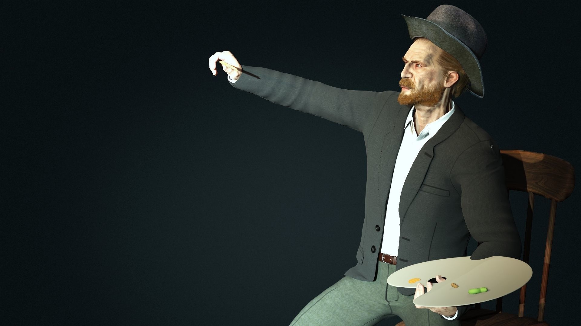 van Gogh High quality character full Rigged and Animated 3D model_5