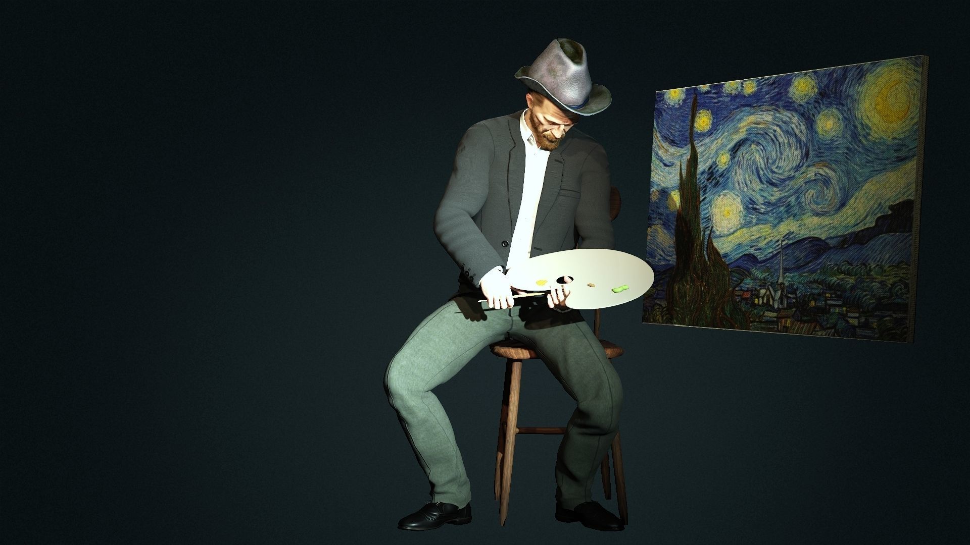 van Gogh High quality character full Rigged and Animated 3D model_2