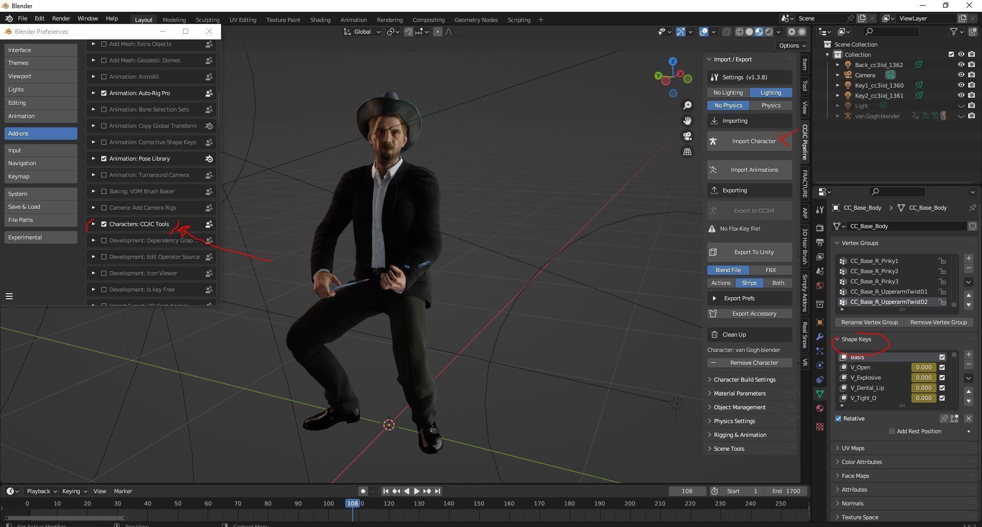 van Gogh High quality character full Rigged and Animated 3D model_4