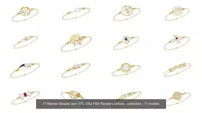 17 Women Braslet 3dm STL OBJ FBX Renders Details  Collection