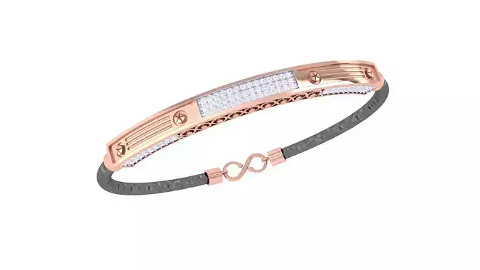 Braslet 3dm STL OBJ FBX Renders Details rose gold bracelet with diamonds