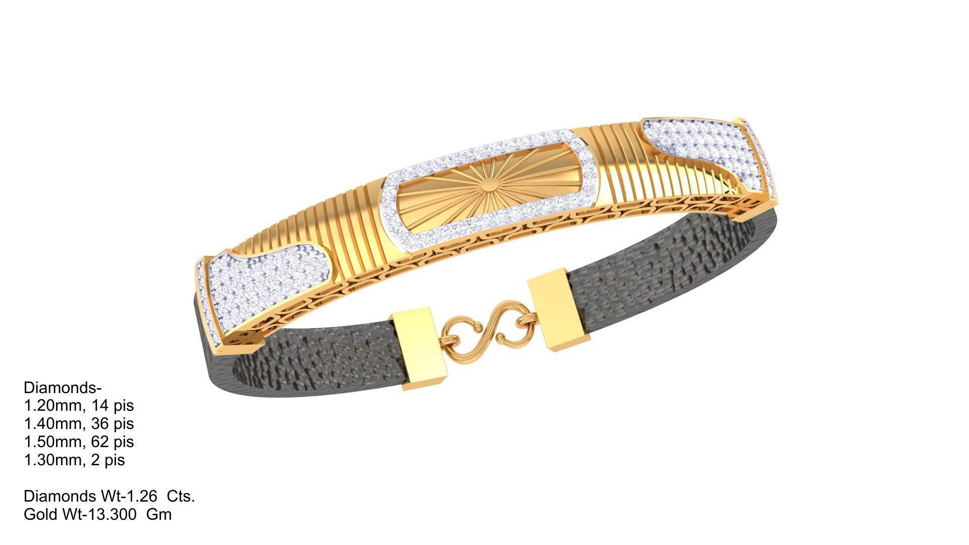 Braslet 3dm STL OBJ FBX Renders Details rose gold and diamond... 3D print model_1