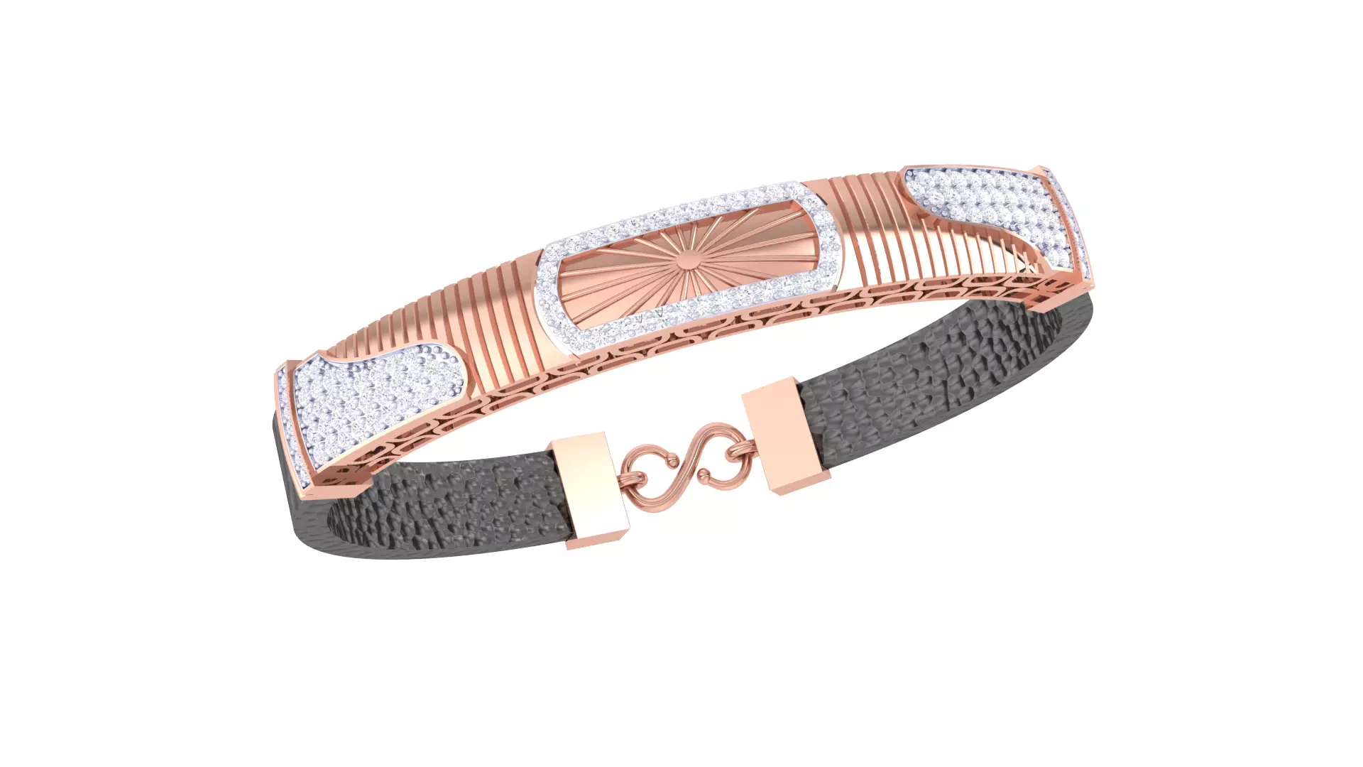 Braslet 3dm STL OBJ FBX Renders Details rose gold and diamond... 3D print model_0