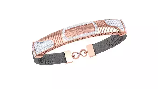Braslet 3dm STL OBJ FBX Renders Details rose gold and diamond cuff bracelet