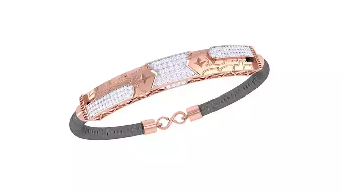 Braslet 3dm STL OBJ FBX Renders Details rose gold bracelet with diamonds