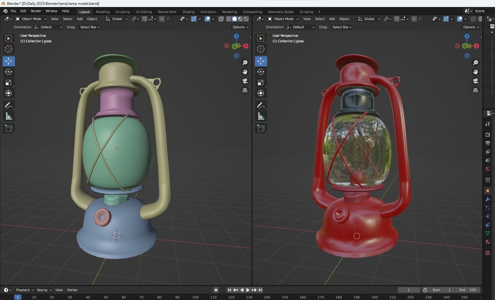 Lamp model lantern Low-poly 3D model_1