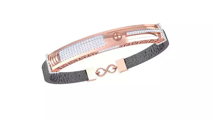 Braslet 3dm STL OBJ FBX Renders Details rose gold cuff bracelet with diamonds