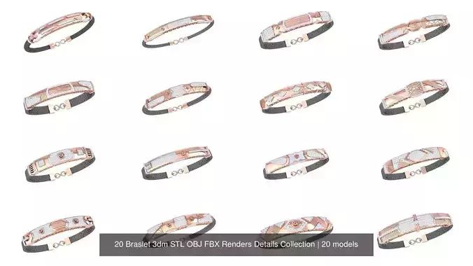 20 Braslet 3dm STL OBJ FBX Renders Details Collection