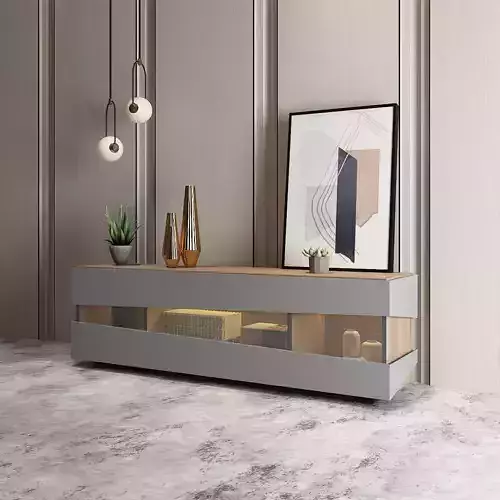 interior modern tv stand with glass doors