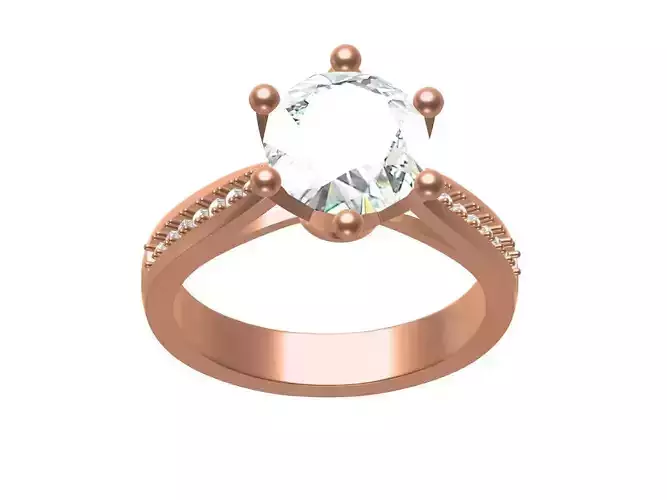 Round Vintage Diamond Solitair Ring for Women