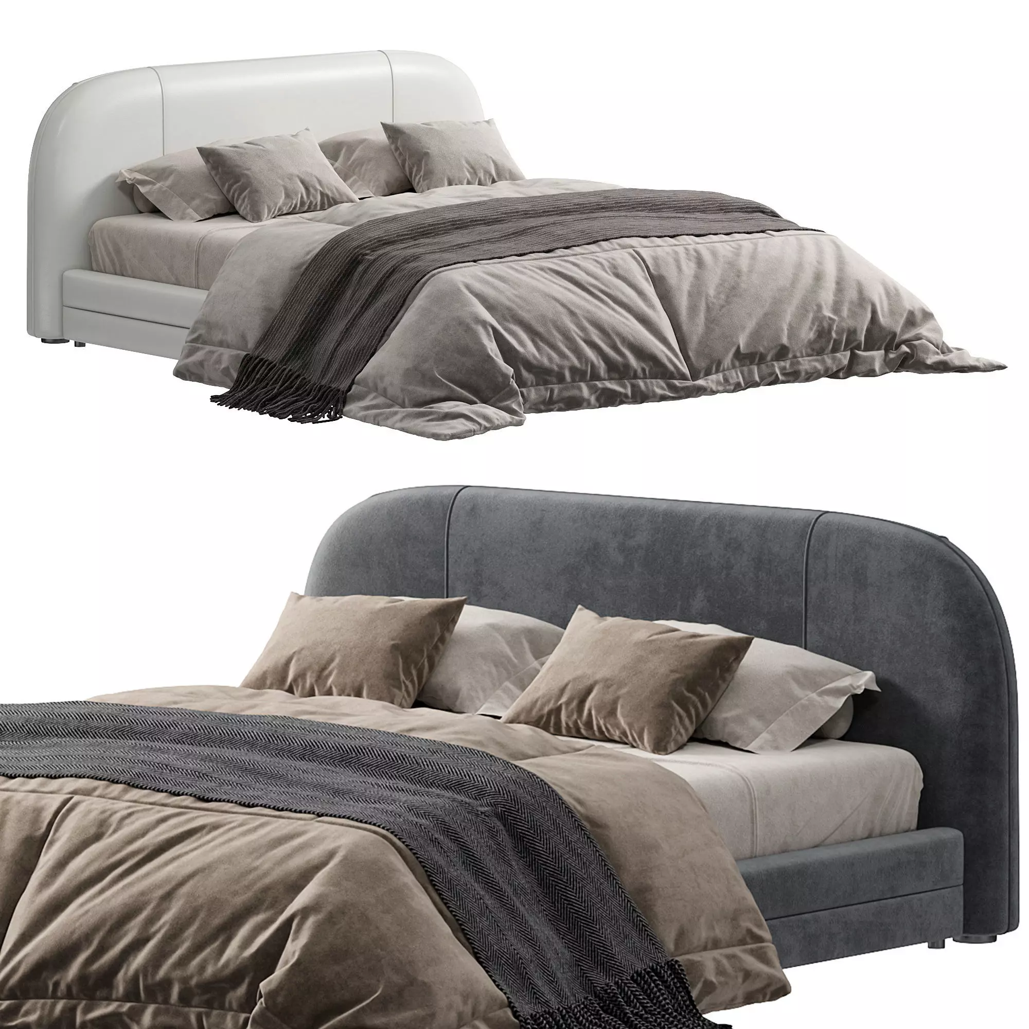 Modern King Upholstered Platform Bed Lom Profile Cloud Bed 3D model_0