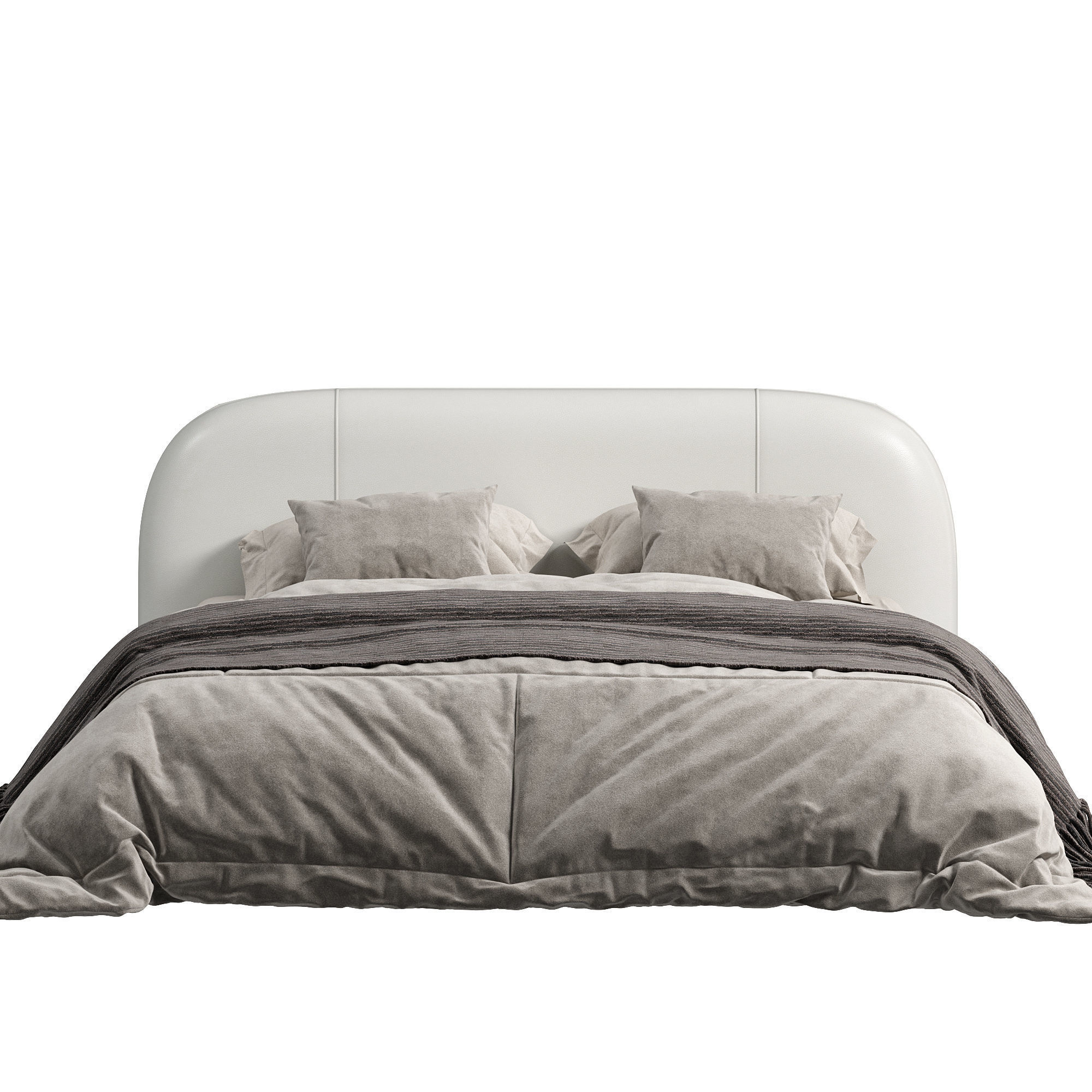 Modern King Upholstered Platform Bed Lom Profile Cloud Bed 3D model_3