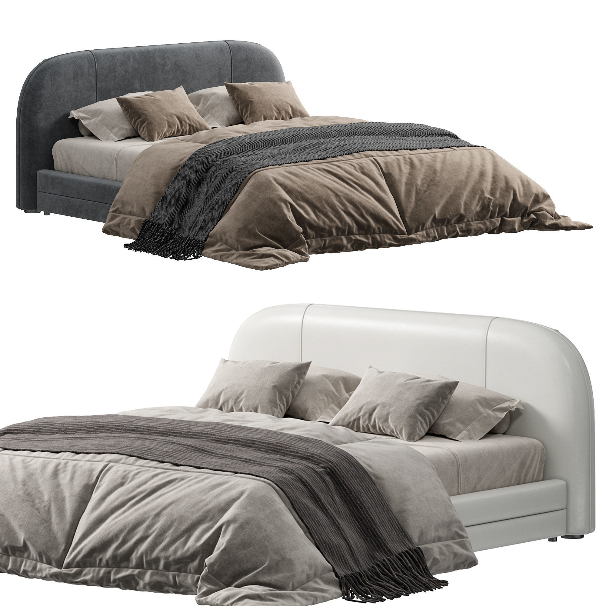 Modern King Upholstered Platform Bed Lom Profile Cloud Bed 3D model_1