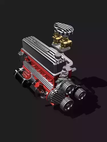 Chev 236 i6 Engine w upgrades N accessories Kustom 3D print model