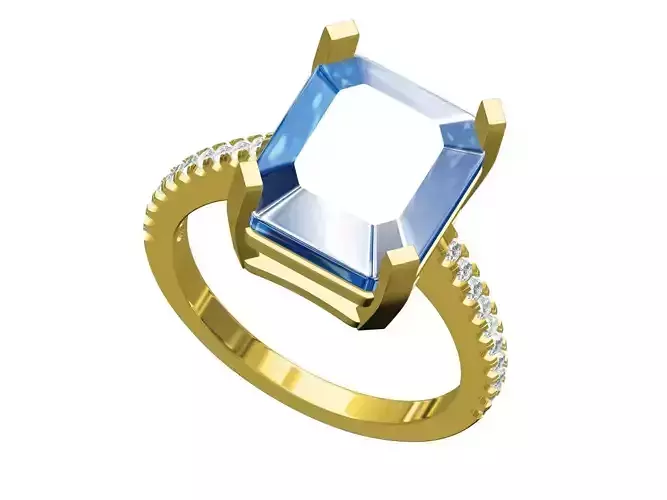 Emerald Cut Blue Gemstone Ring