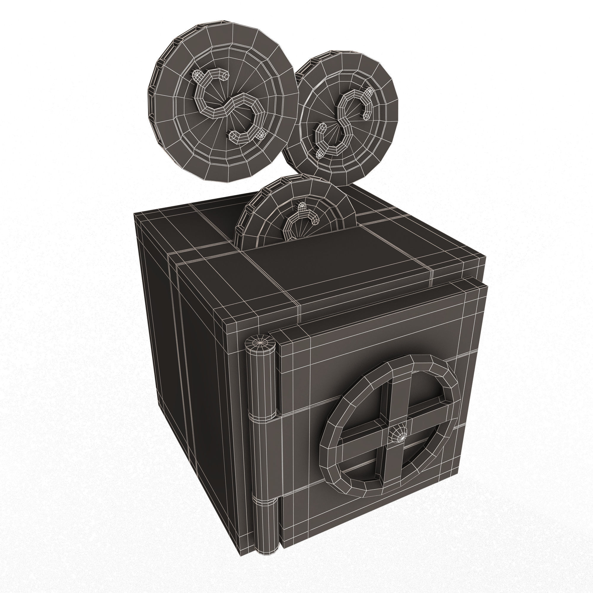 Safe Box with Golden Dollar Coins Low-poly 3D model_13