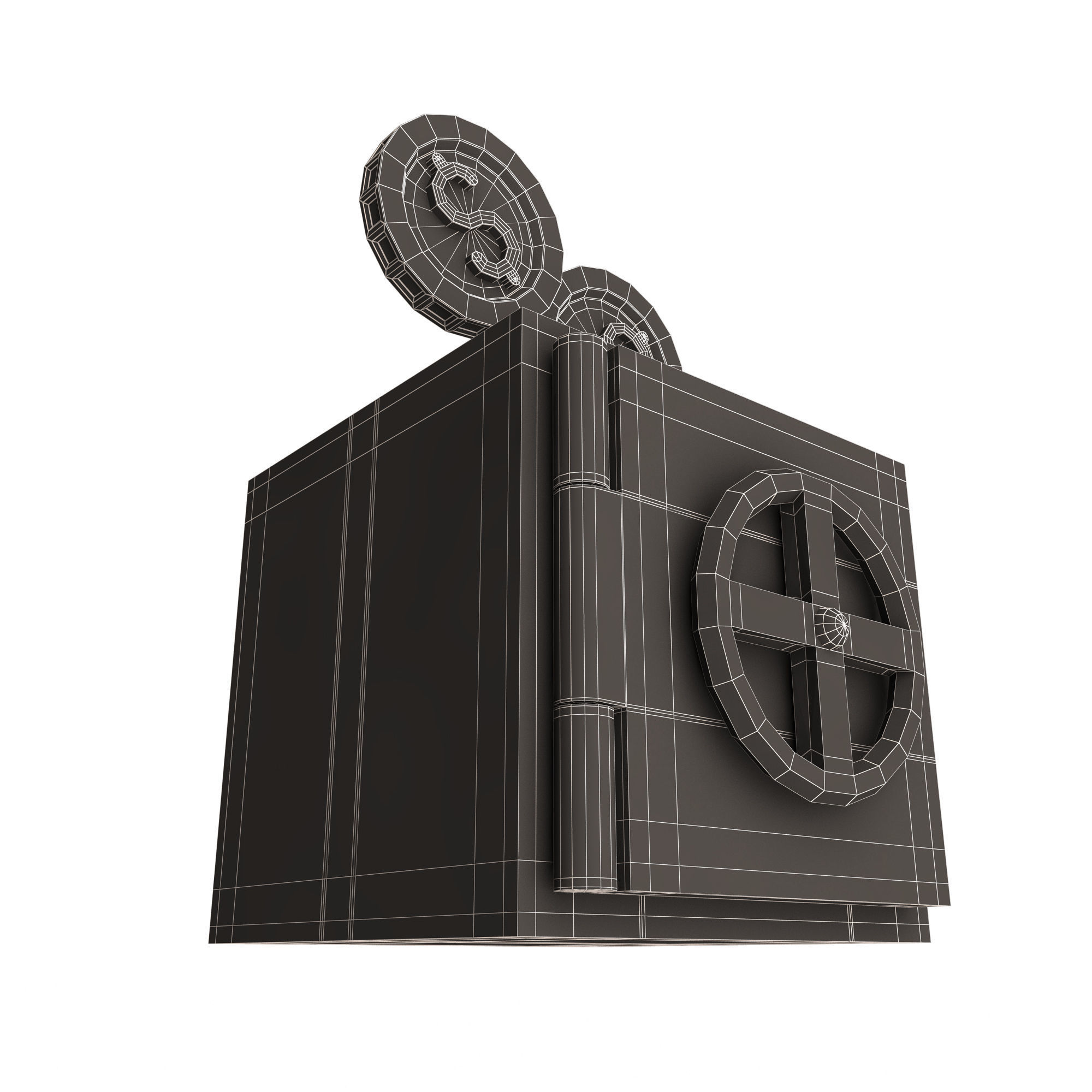 Safe Box with Golden Dollar Coins Low-poly 3D model_15