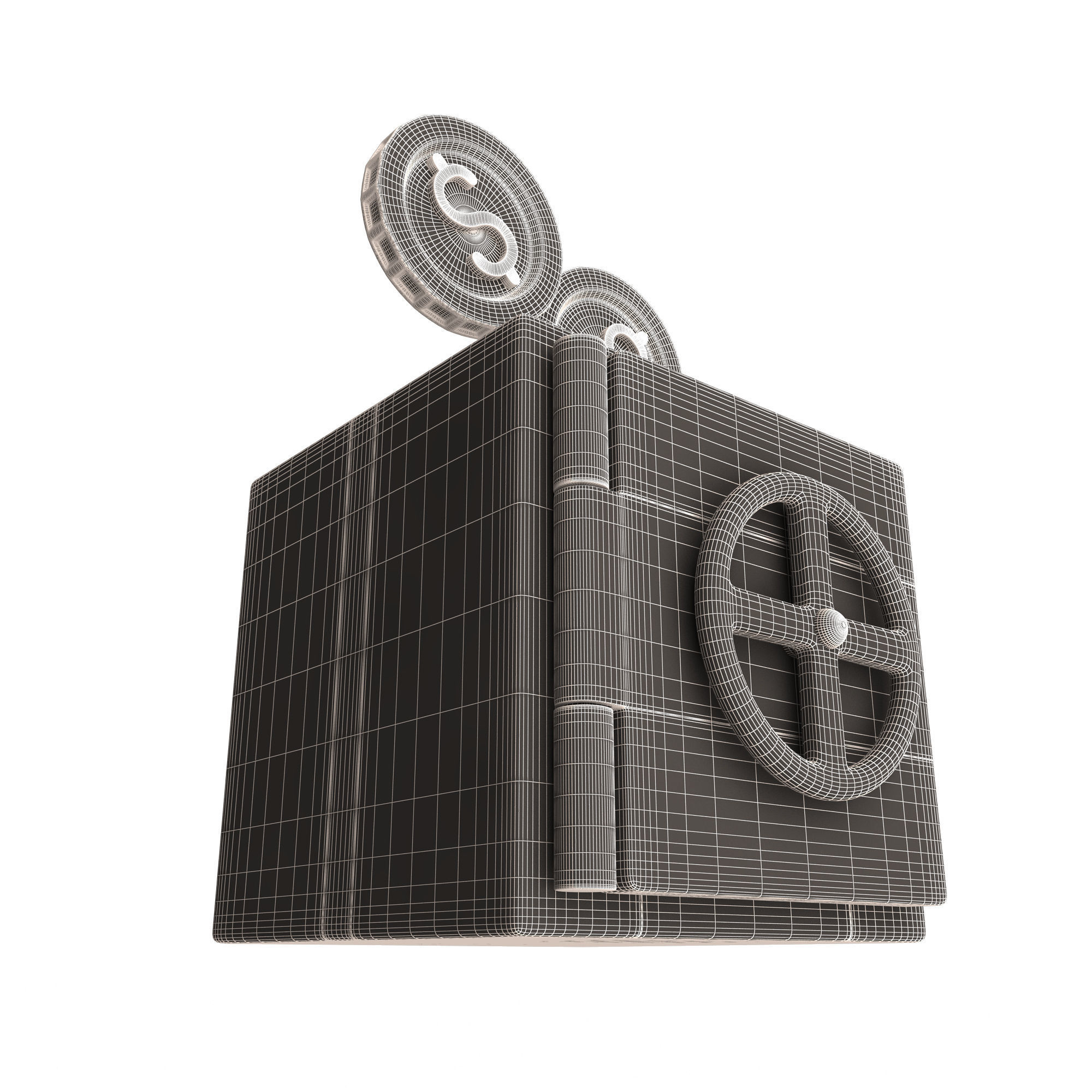 Safe Box with Golden Dollar Coins Low-poly 3D model_9