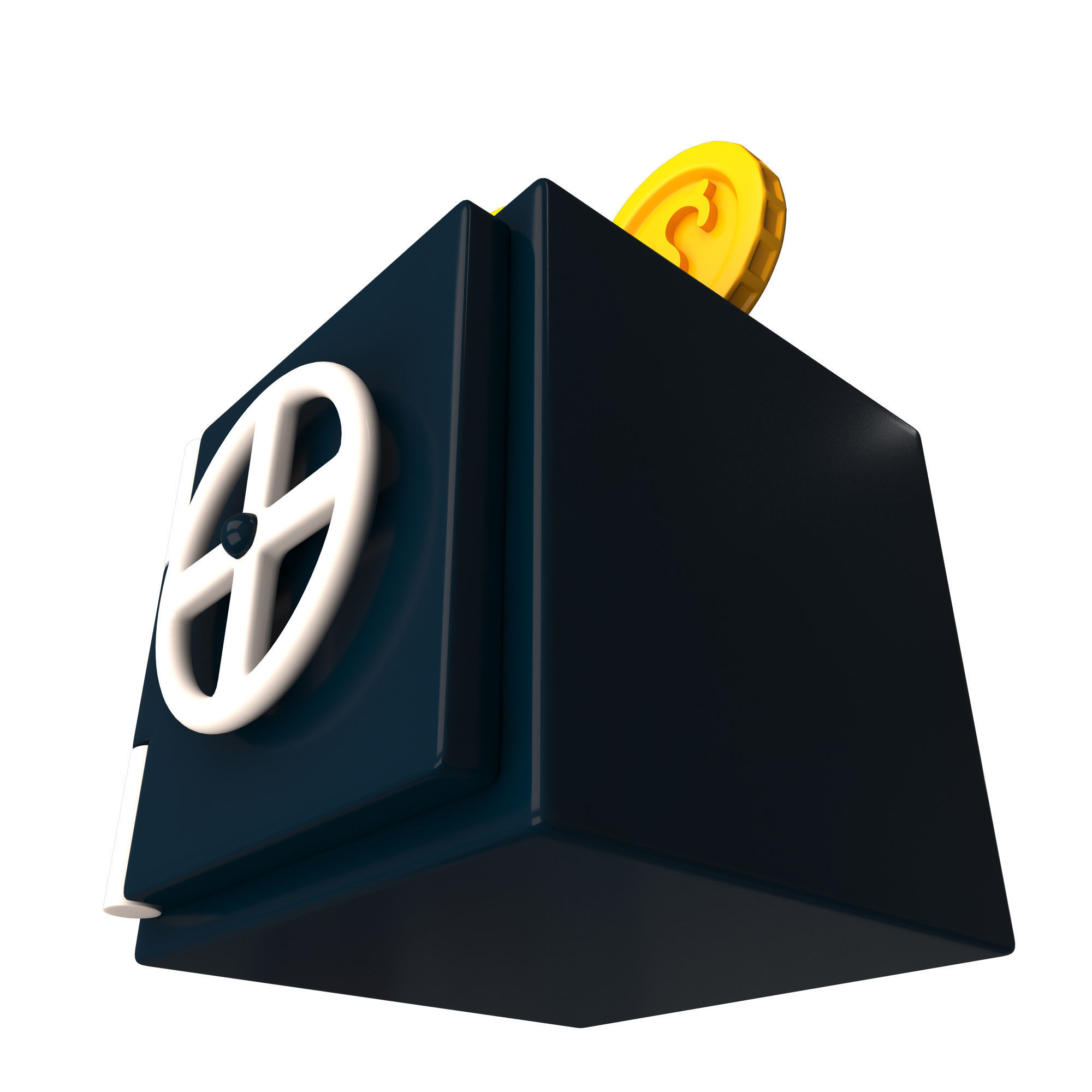 Safe Box with Golden Dollar Coins Low-poly 3D model_3