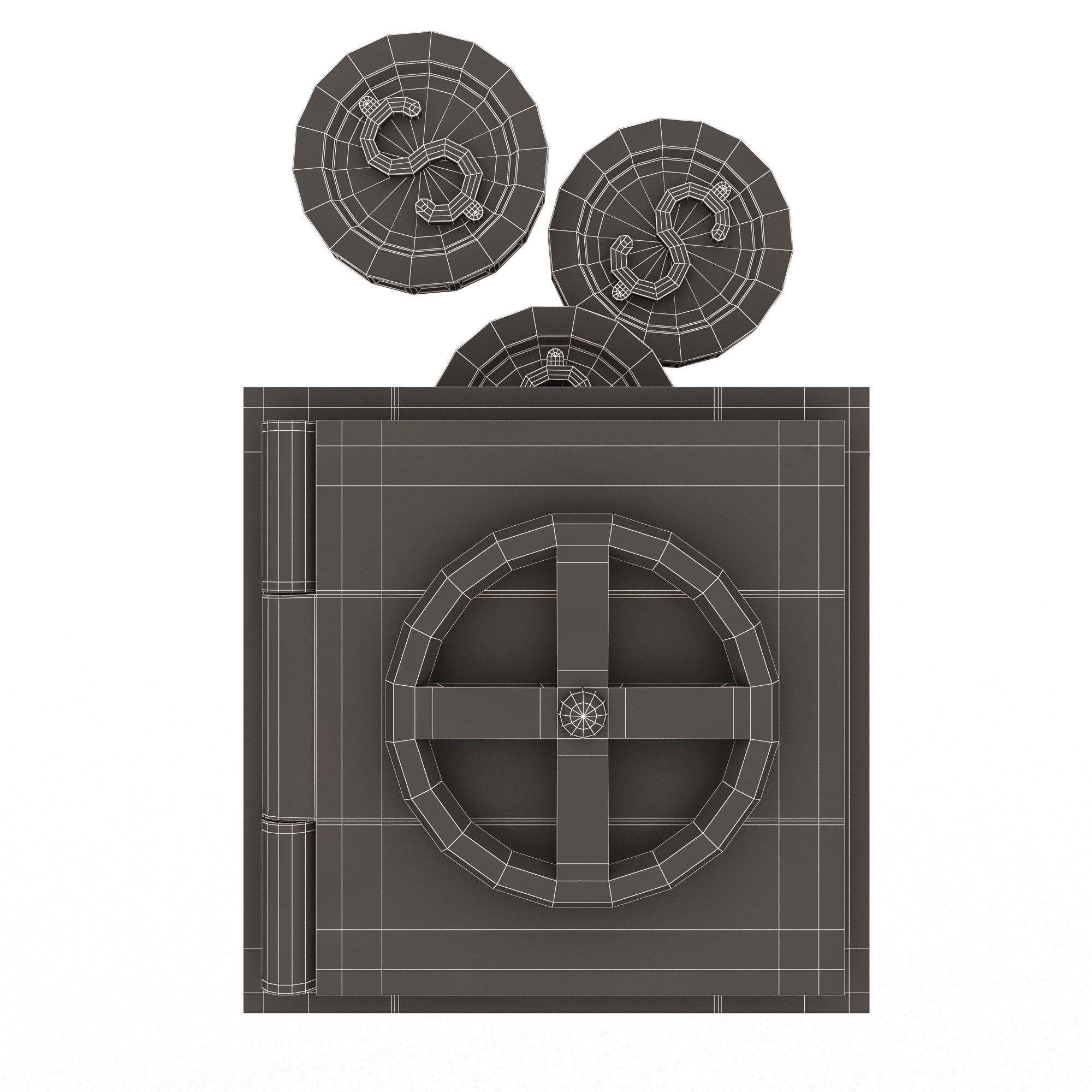 Safe Box with Golden Dollar Coins Low-poly 3D model_12