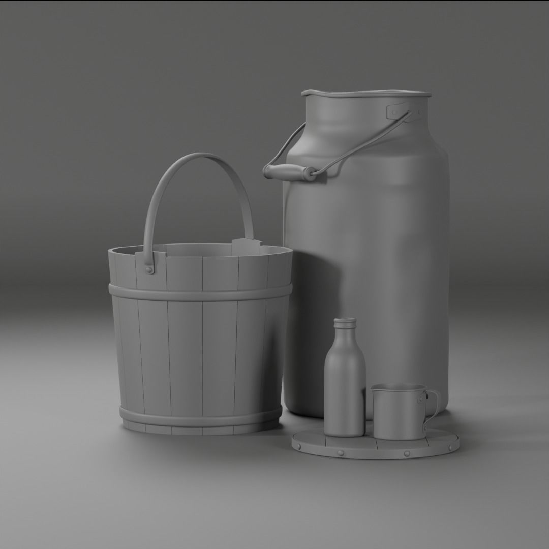Milk Man Old Tools 3D model_8