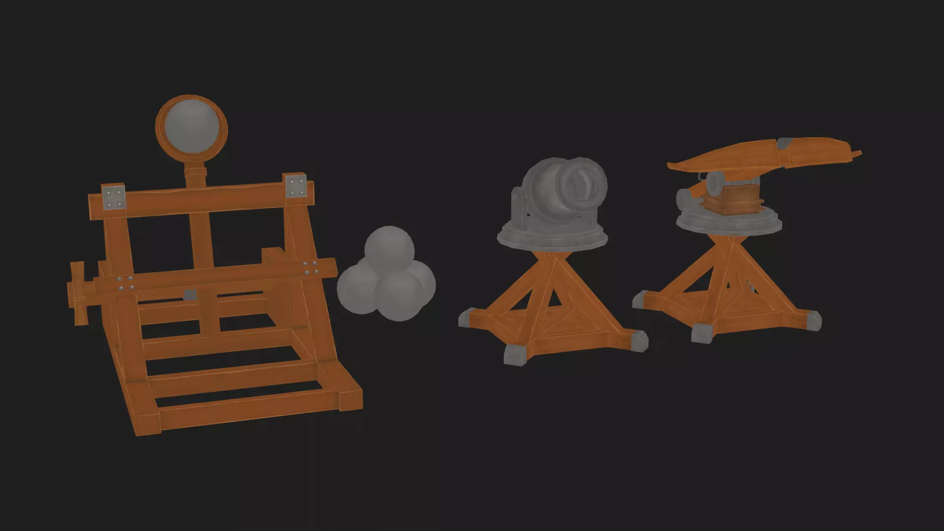 LowPoly Tower Defence Weapons Hand Painting Textures Free low-poly 3D model