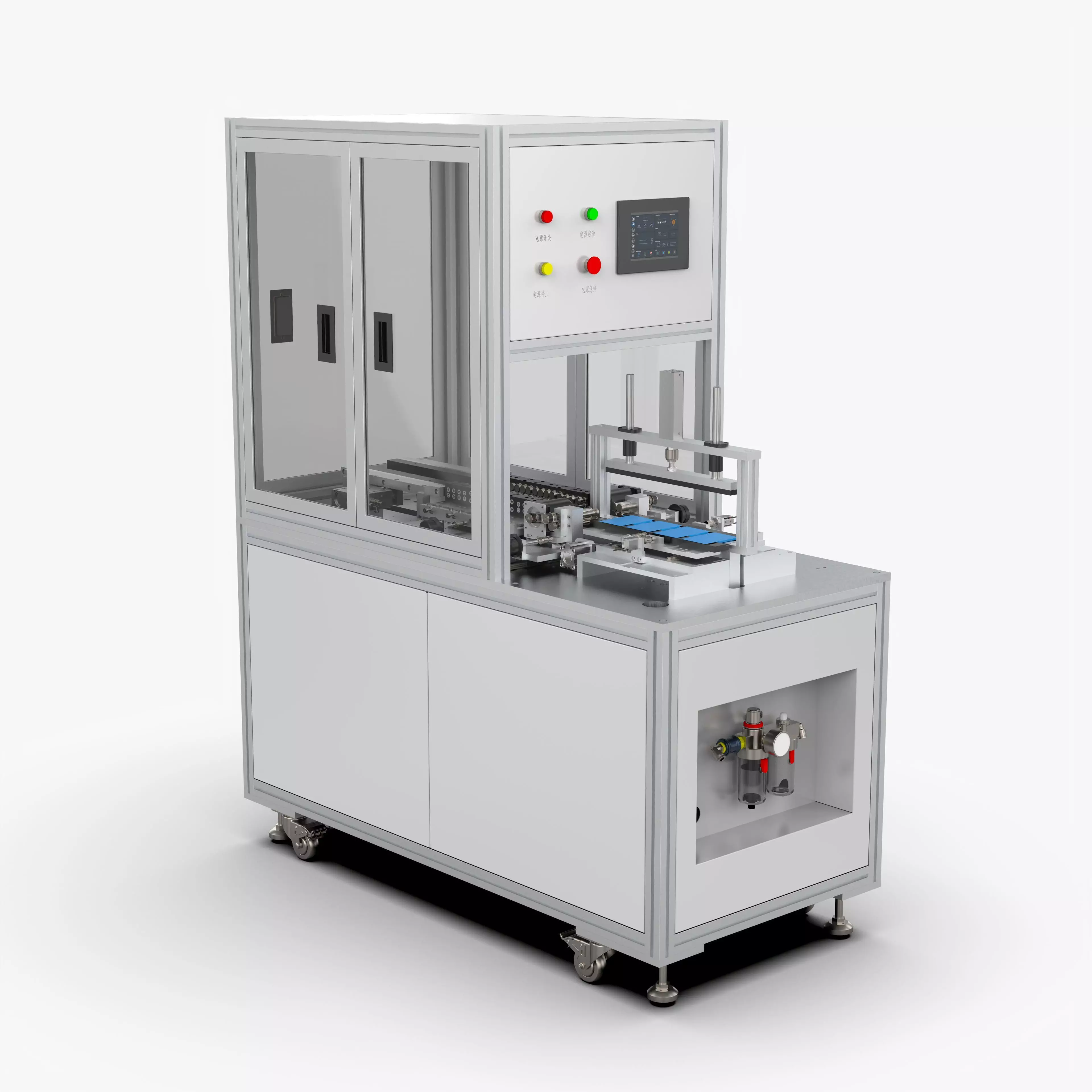 Automatic Polymer Battery Cutting Folding and Ironing Machine 3D model_0