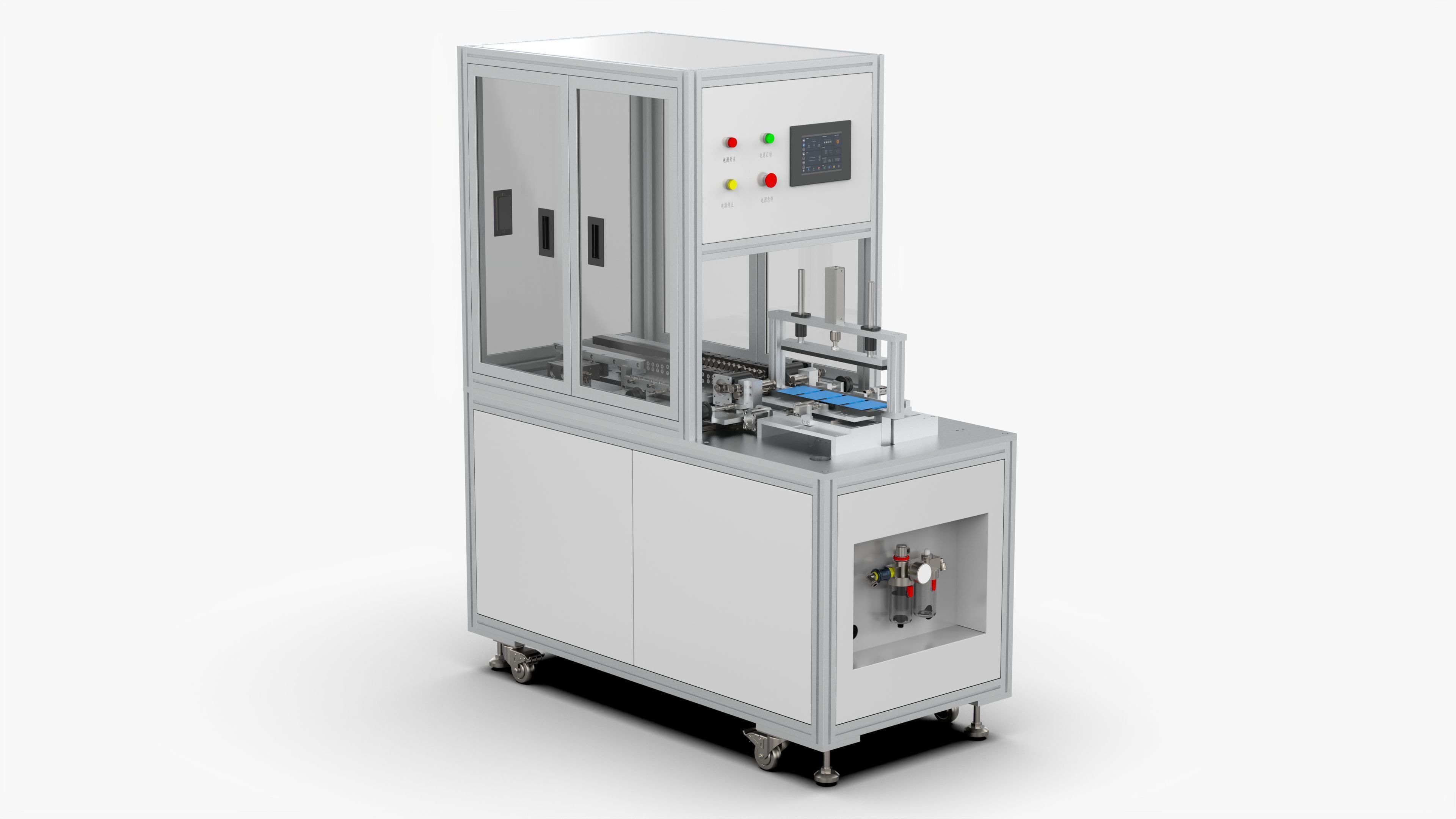Automatic Polymer Battery Cutting Folding and Ironing Machine 3D model_1