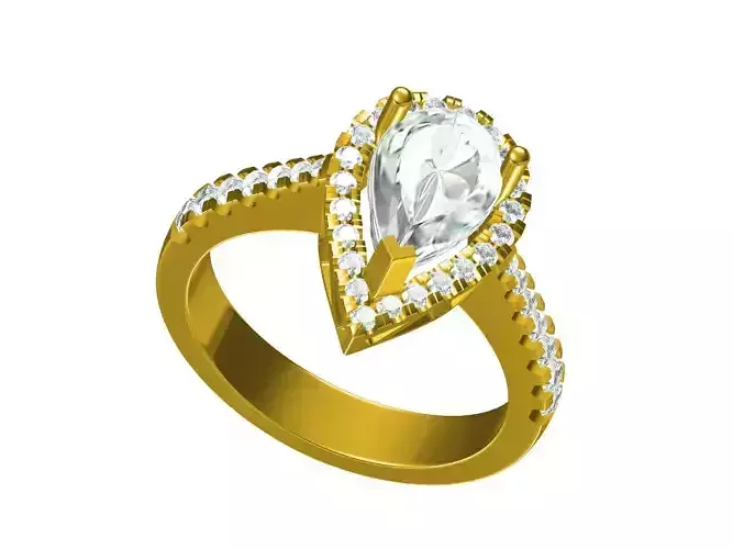 Pear-shaped Halo Engagement Ring