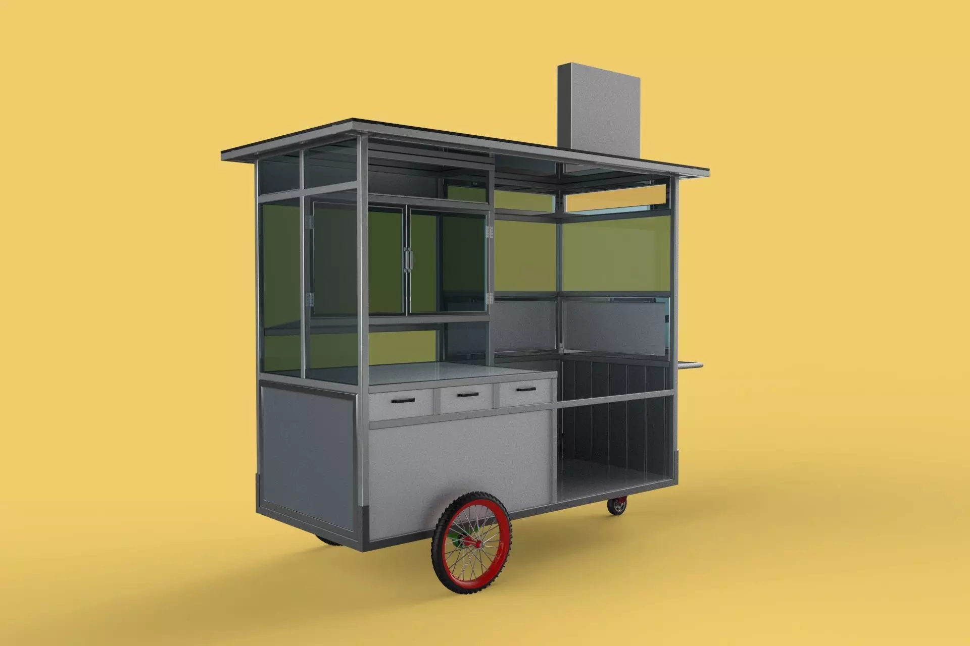 FRIED FOOD CART FRYER FOOD TRUCK CATERING SERVICE MOBILE OUTDOOR 3D model