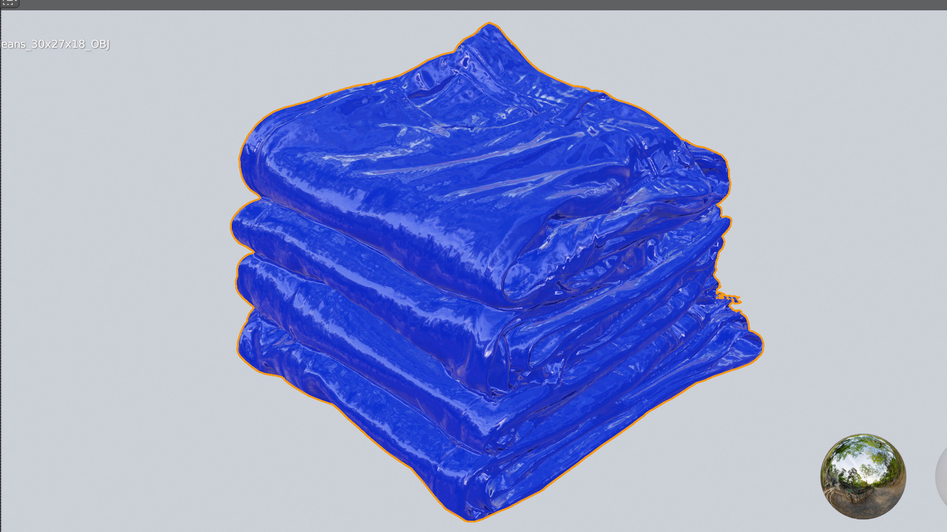 Pile or stock of folded blue jeans pants for wardrobe 3D model_6