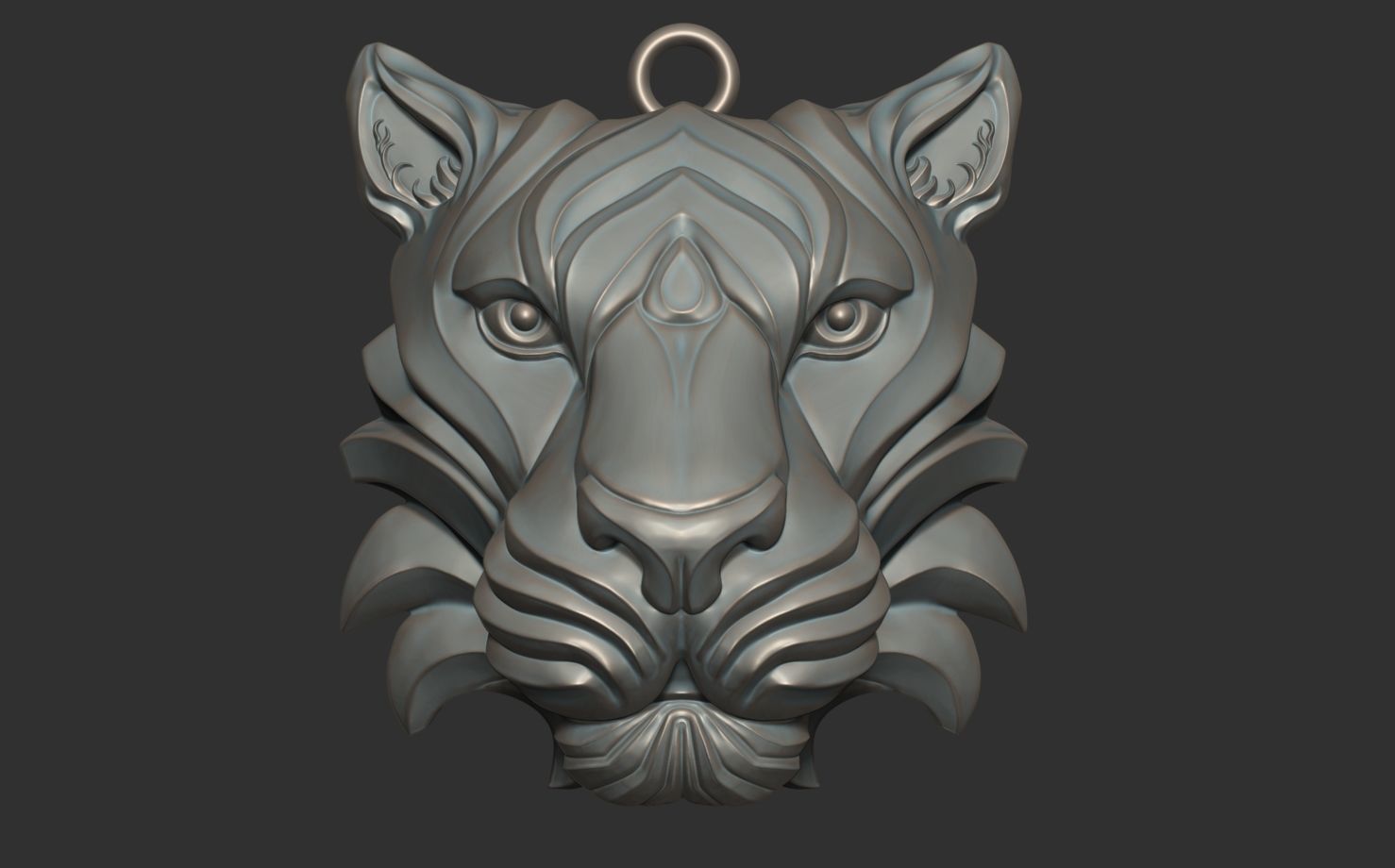 Tiger head pendant 3D print model_6
