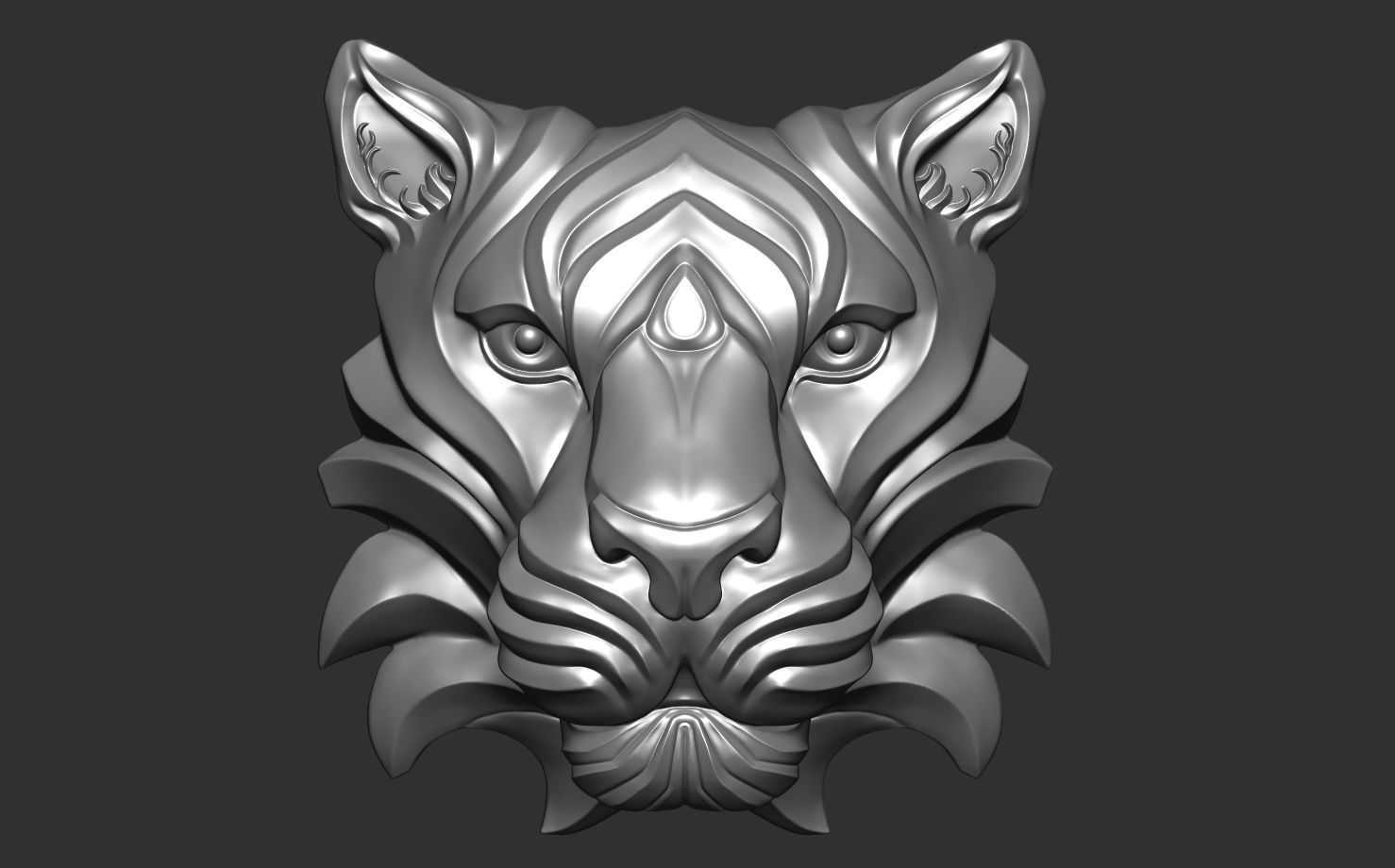 Tiger head pendant 3D print model_3