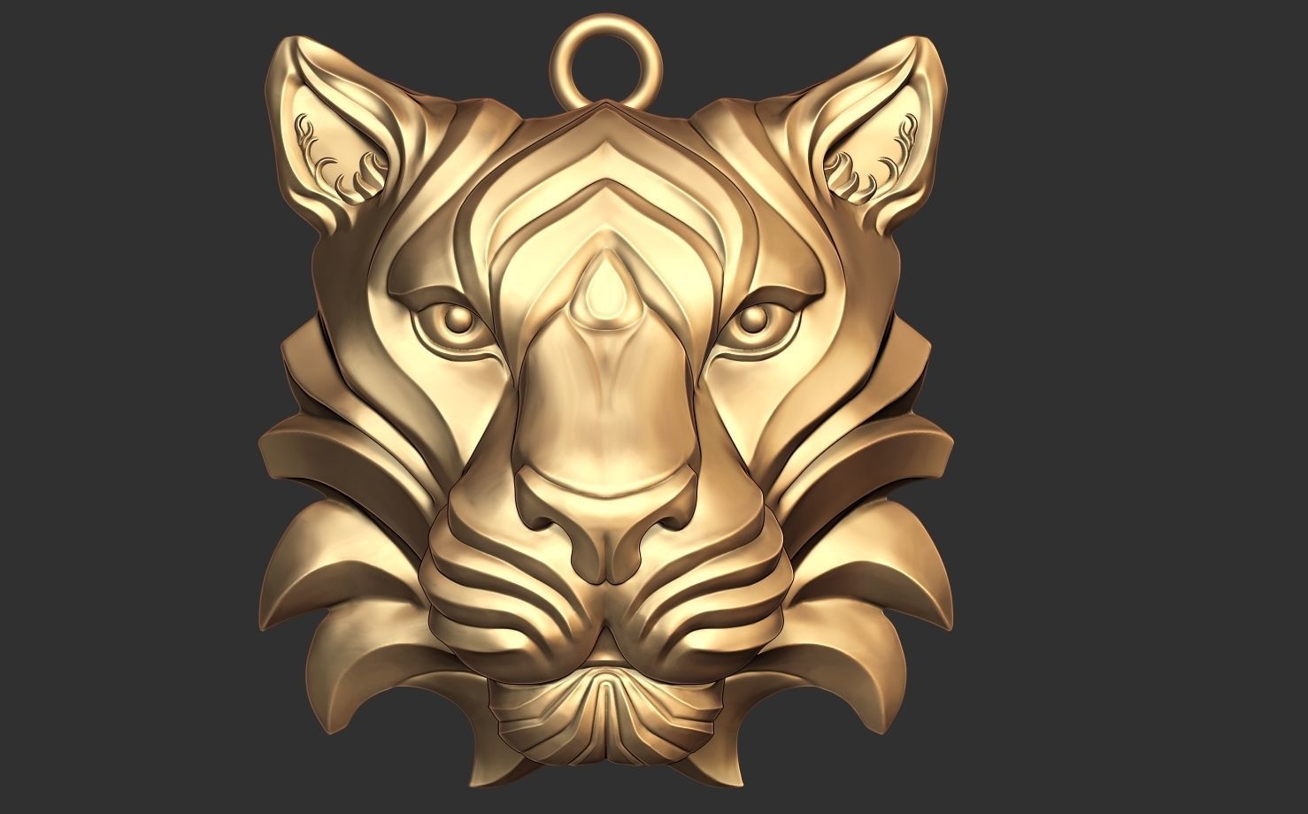 Tiger head pendant 3D print model_5