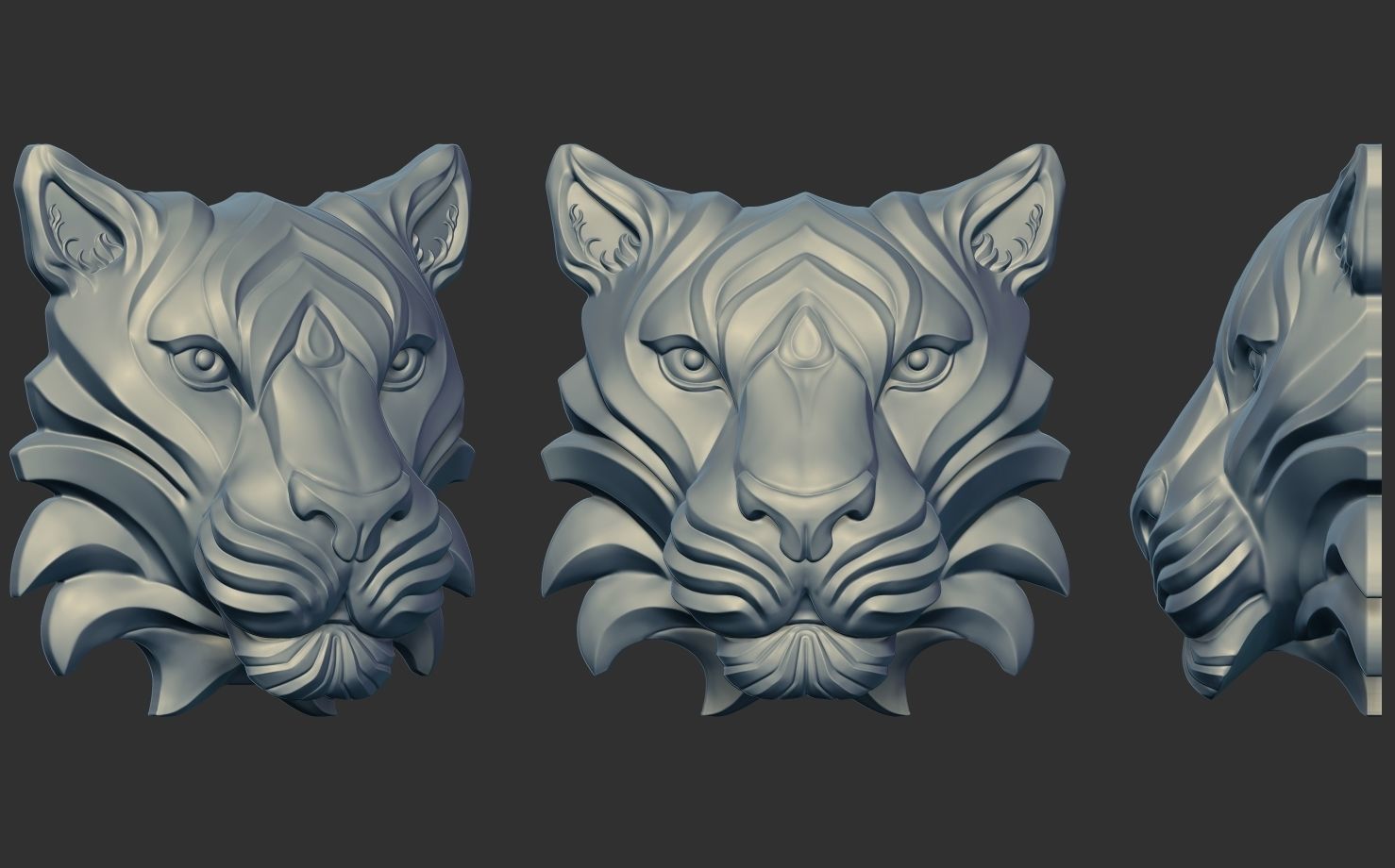 Tiger head pendant 3D print model_7