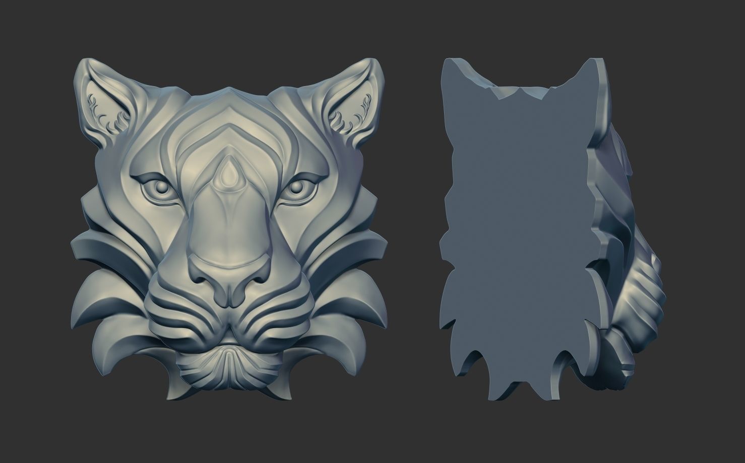 Tiger head pendant 3D print model_8