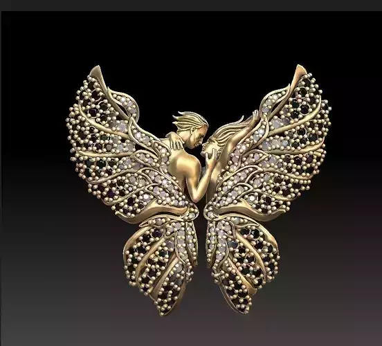 Magerit gold butterfly brooch with diamonds