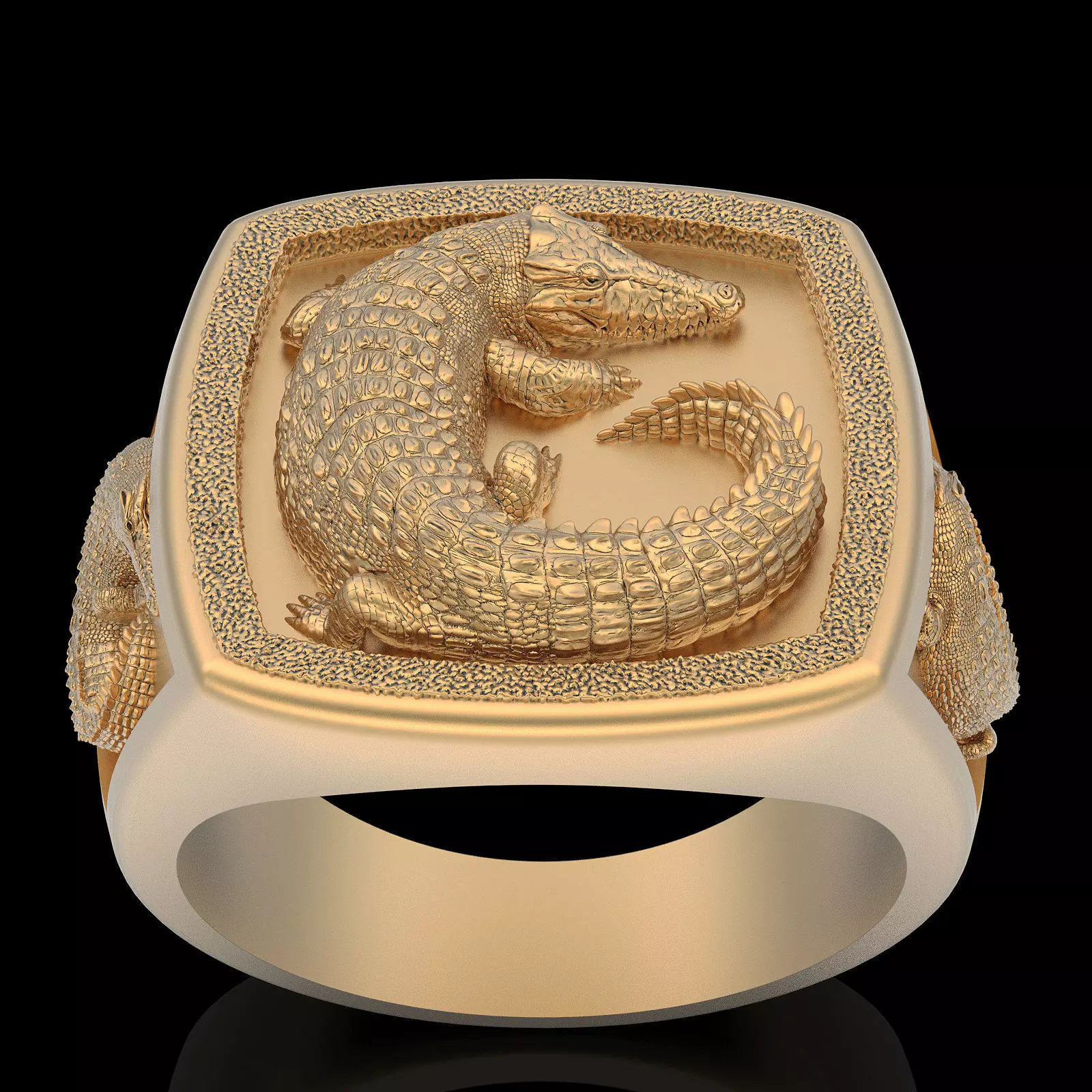 Crocodile ring gold printable jewelry 3D model 3D print model