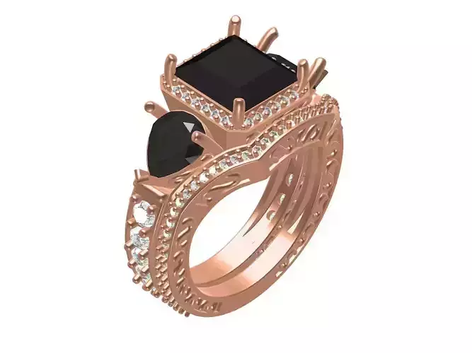 Princess Cut Black Diamond Engagement Ring