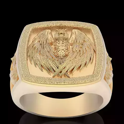 Wolf eagle wings ring silver gold printable jewelry 3D model