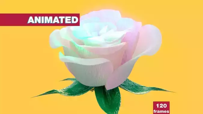 Rose opening animation Glowing Flower Blooming Rose 3D model