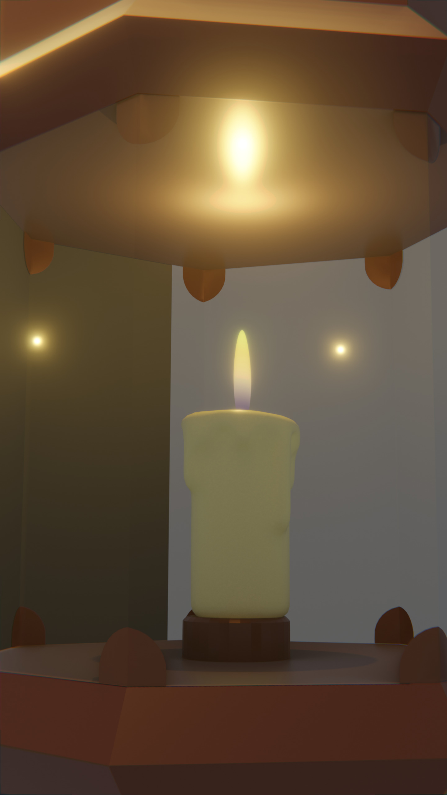 Animated Bronze Lantern with Glass and Flame 3D model_4