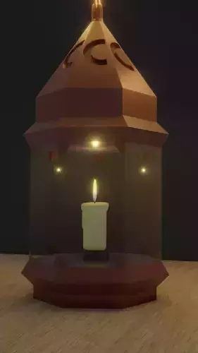 Animated Bronze Lantern with Glass and Flame 3D model