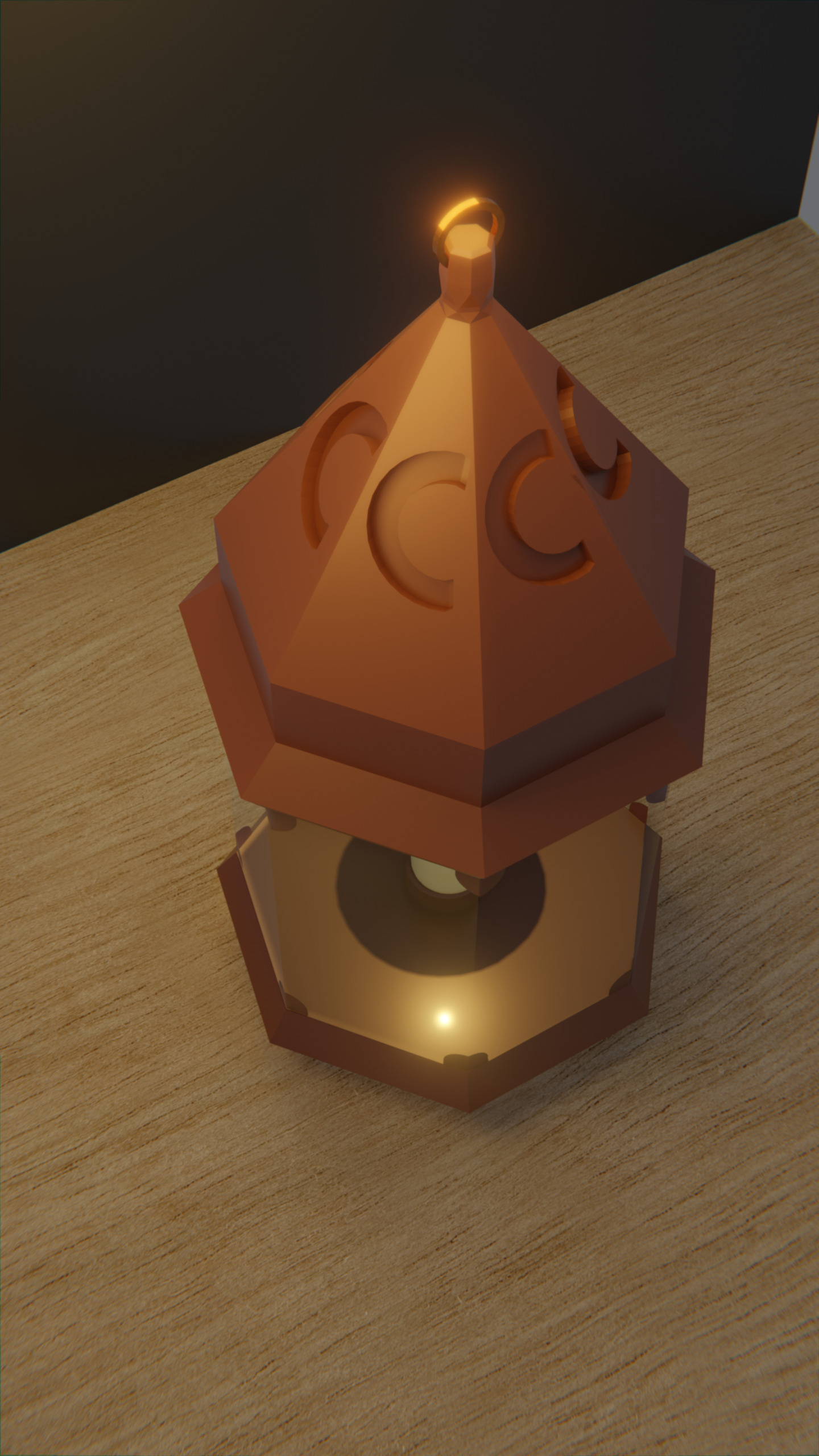 Animated Bronze Lantern with Glass and Flame 3D model_2